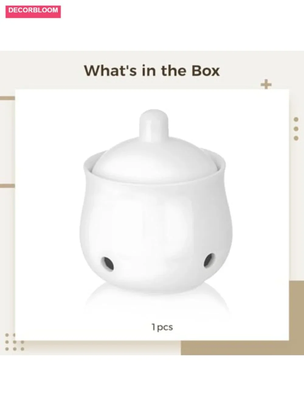 12 oz Ceramic Garlic Keeper with Ventilation Holes, White Kitchen Jar